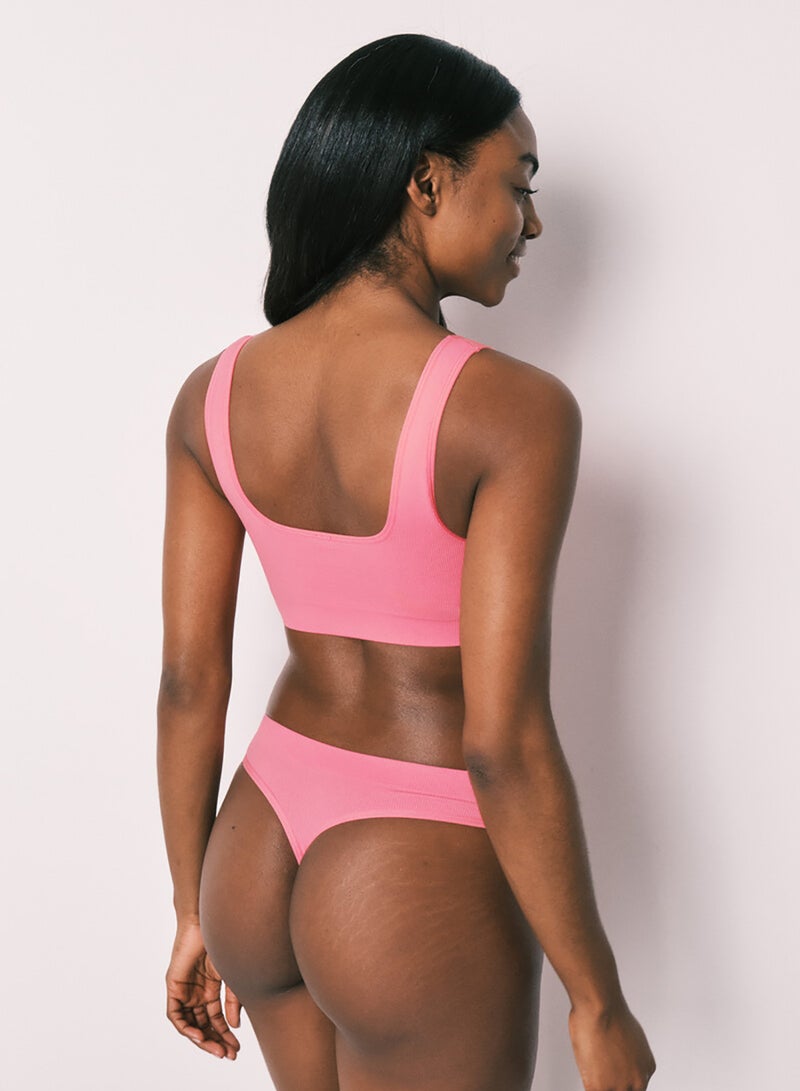 women'secret Women Clean Cut Coral Plain Halter Sports Bra - Image 3