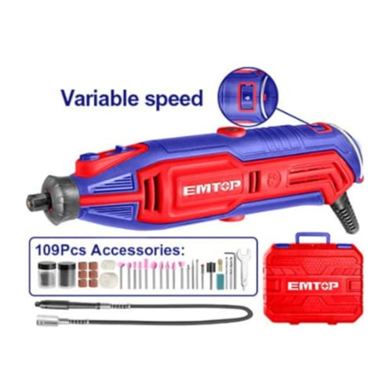 مجموعة أدوات يدوية لآلة الطحن الصغيرة من MBTstore EMGK1301، 130 وات، 10000-35000 دورة في الدقيقة، كوليت 3.2/2.3 مم، 129 ملحقًا. - Image 2