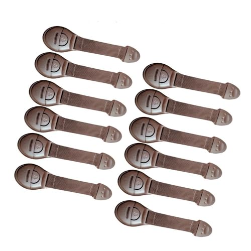 BabySafeHouse Safety Lock for Cabinet, Drawer, Fridge, Cupboard for Child & Infant Safety, Furniture Latch with 3M Adhesive (Pack of 12) (Brown) - Image 1