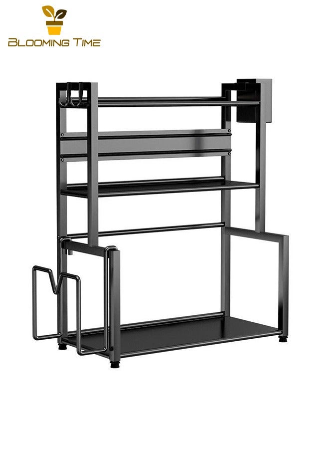 BLOOMING TIME Thickened Three-Layer Kitchen Storage Rack, Spice Storage Rack, Multi-Layer Black Spice Rack for Countertops, Multi-Functional Kitchen Storage Rack, Chopsticks, Cutting Board, and Knife Countertop Storage Rack, Black - Image 3