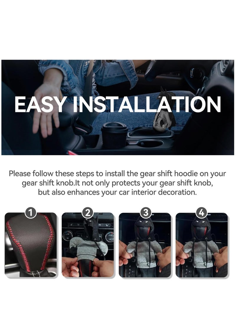 GUDOO Shift Knob Hoodie Car Shift Knob Cover Gear Sweater Gear Stick Hoodie Protector Decoration Auto Interior Accessories (Black) - Image 4