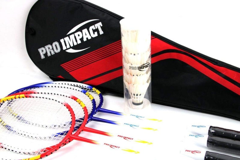 Pro Impact Badminton Racket Set - Lightweight Aluminum Head Rackets with Steel Shaft, Feather Shuttlecocks, Durable Carrying Case - Perfect for Outdoor Games, Adults, Kids, and Family Fun - Image 2