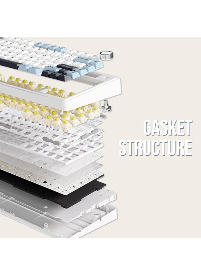 AULA F75 LK Mechanical Gaming Keyboard - 75% Hot-Swapping with Gasket Mounting System - 3-Mode (Bluetooth 5.0/2.4G/USB-C) - Five-Layer Padding - RGB Lighting - Ultra-Fast Response for PC/Mac - Light Blue - Leopog Reaper Switches - Image 4