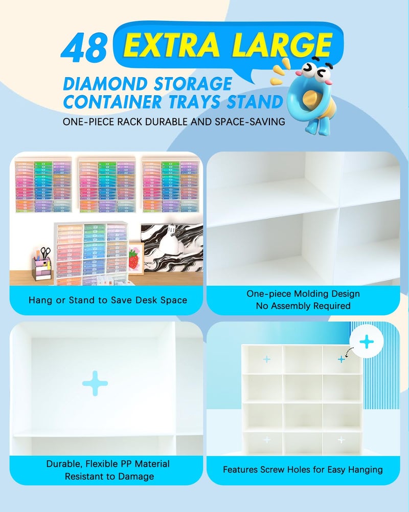 forever young Extra Large Diamond Art Storage Containers Trays ï¼† Stand, 48 PCS Diamond Painting Trays with Lids for Adults & Hobbyists, 2-in-1 Organizer for Bead Sorting & Organized Workspace - Image 3
