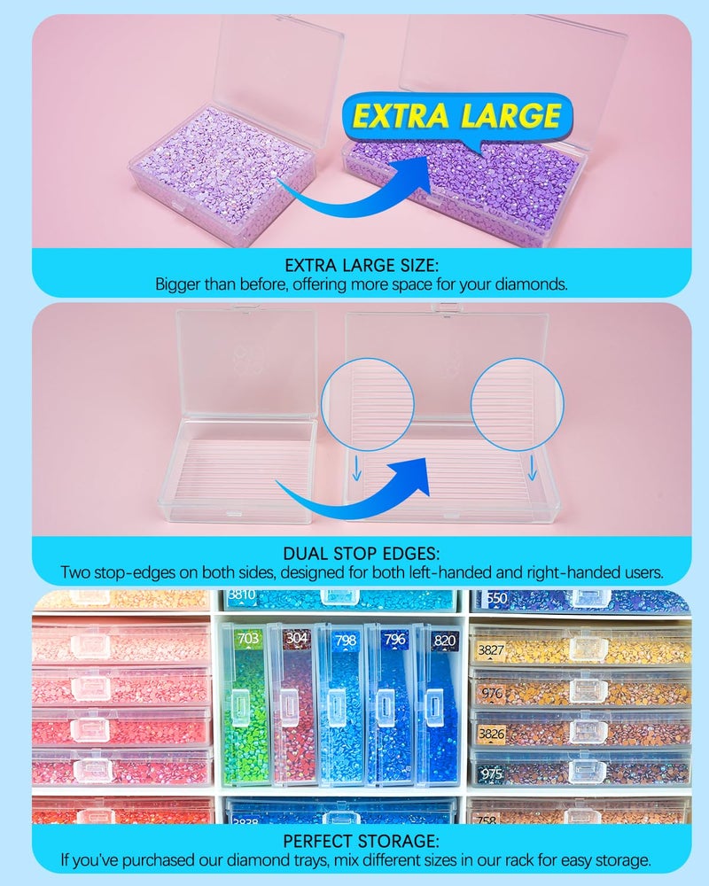 forever young Extra Large Diamond Art Storage Containers Trays ï¼† Stand, 48 PCS Diamond Painting Trays with Lids for Adults & Hobbyists, 2-in-1 Organizer for Bead Sorting & Organized Workspace - Image 2