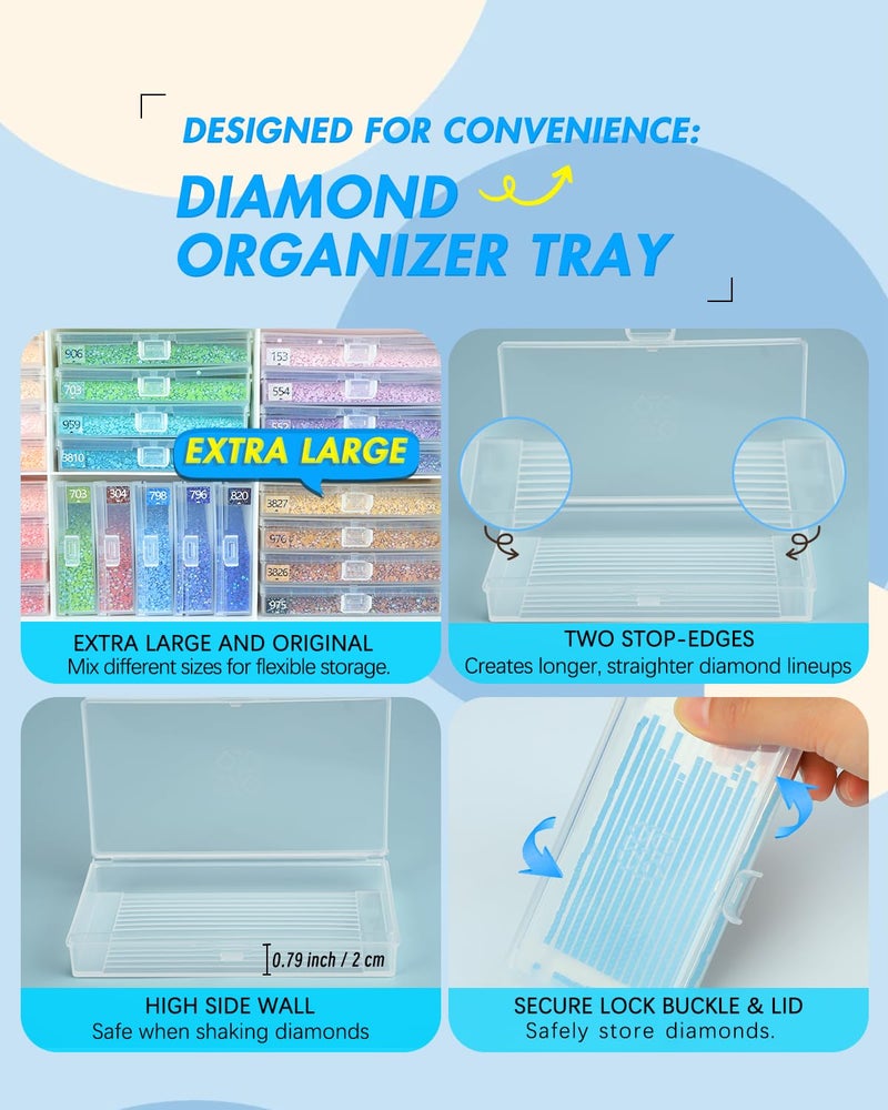 forever young Extra Large Diamond Art Storage Containers Trays ï¼† Stand, 48 PCS Diamond Painting Trays with Lids for Adults & Hobbyists, 2-in-1 Organizer for Bead Sorting & Organized Workspace - Image 5