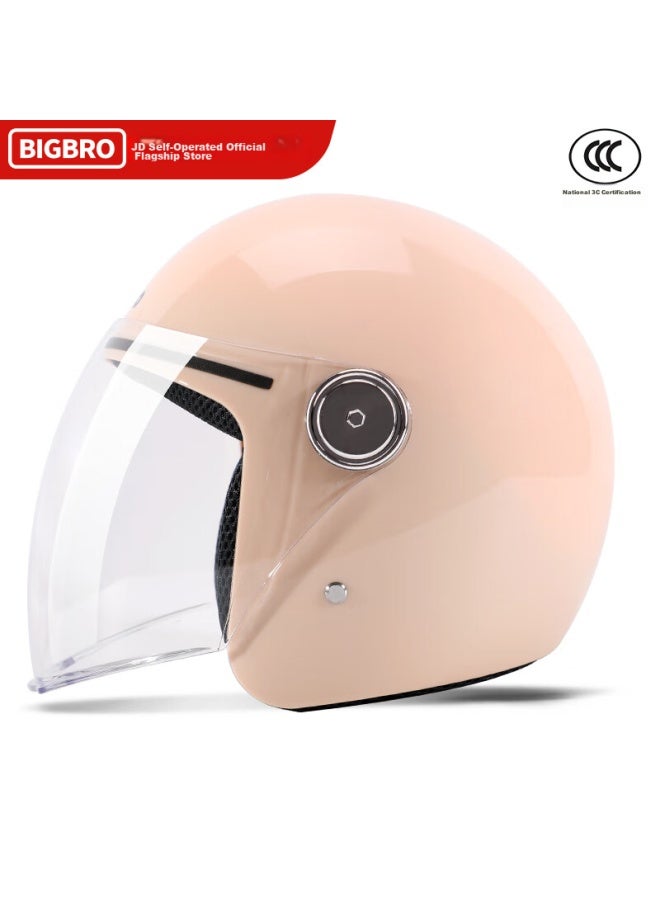 Bigbro Ky163 3c Motorcycle Helmet, Winter Warmth, For Men And Women, Electric Scooter, All-season Universal Half Helmet, Khaki, One Size Fits All - Image 2