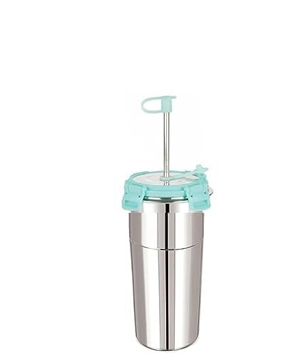 Ameedarshan Stainless Steel Fusion Glass Tumbler Withe Stainless Steel Metal Straws and Cleaning Brush with Stainless Steel Lid 600ML - Image 1