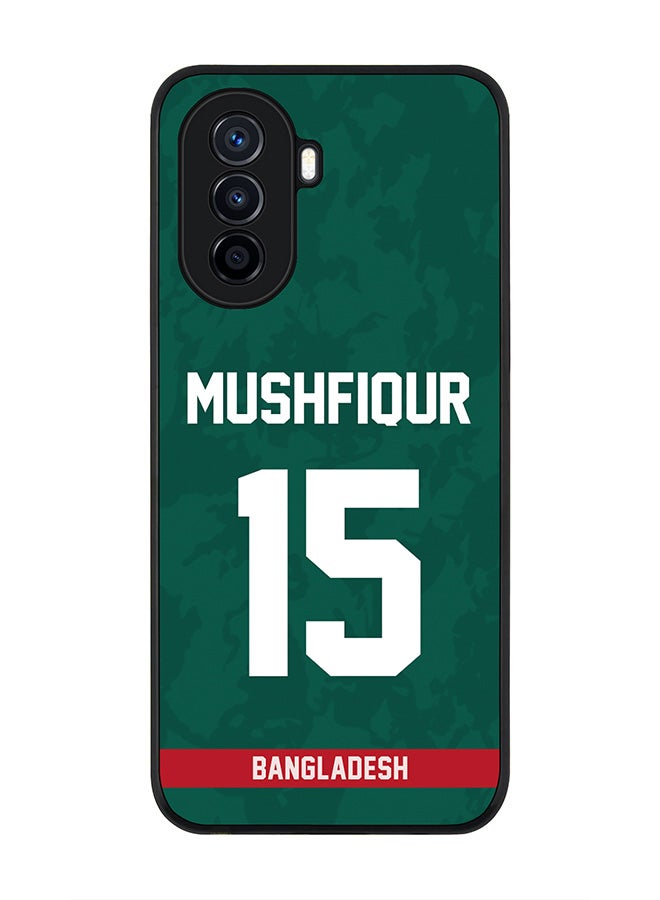 Stylizedd Rugged Black Edge case for Huawei nova Y71, Slim fit Soft Flexible Rubber Edges Anti Drop Cover - Team Bangladesh Mushfiqur Rahim, Jersey No 15 - Image 1