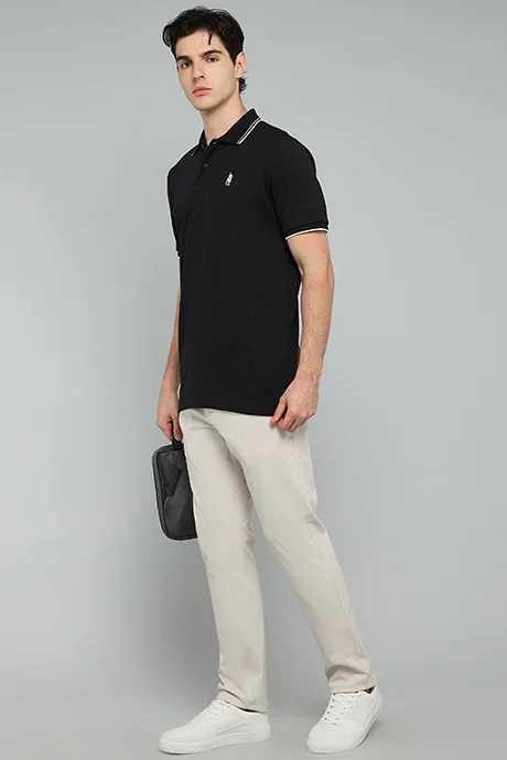 أر أند بي Solid Slim Fit Pants with Button Closure