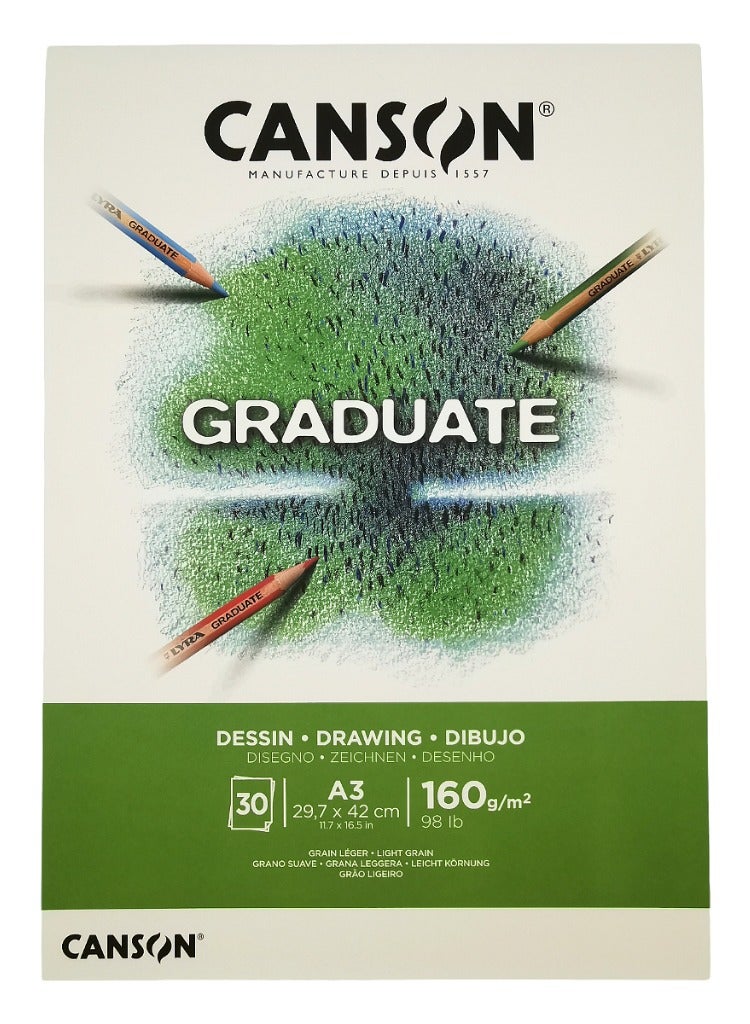 CANSON A3 Size Graduate Drawing Pad 30 Sheets 160gsm Thickness - Image 1