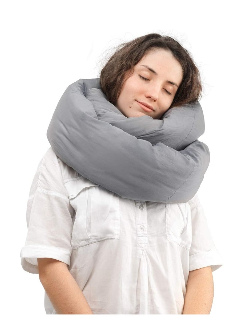nfinity Pillow - Home Travel Soft Neck Scarf Support Sleep for Flights Train (Grey) - Image 5