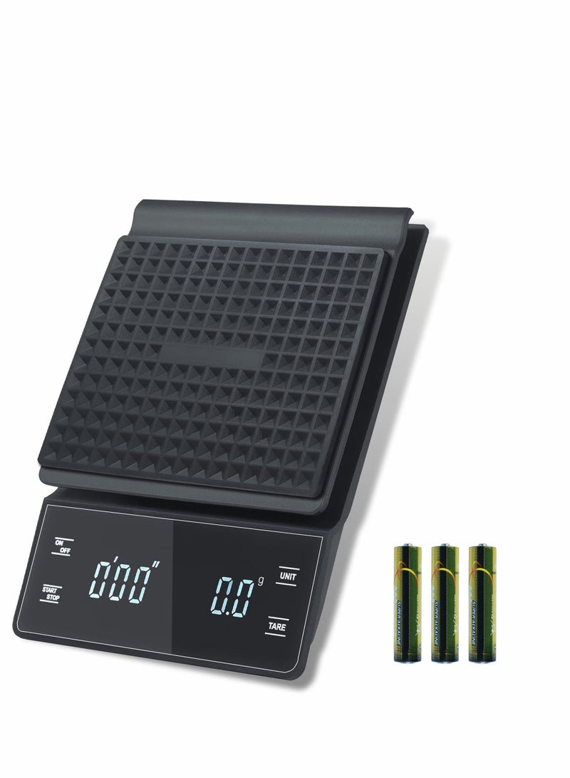 SYOSI Digital Coffee Scale with Timer, 3 kg/0.1 g High Precision Kitchen Food Scale Drip Espresso Scale with Back-Lit LED Display (Batteries Included) - Image 1