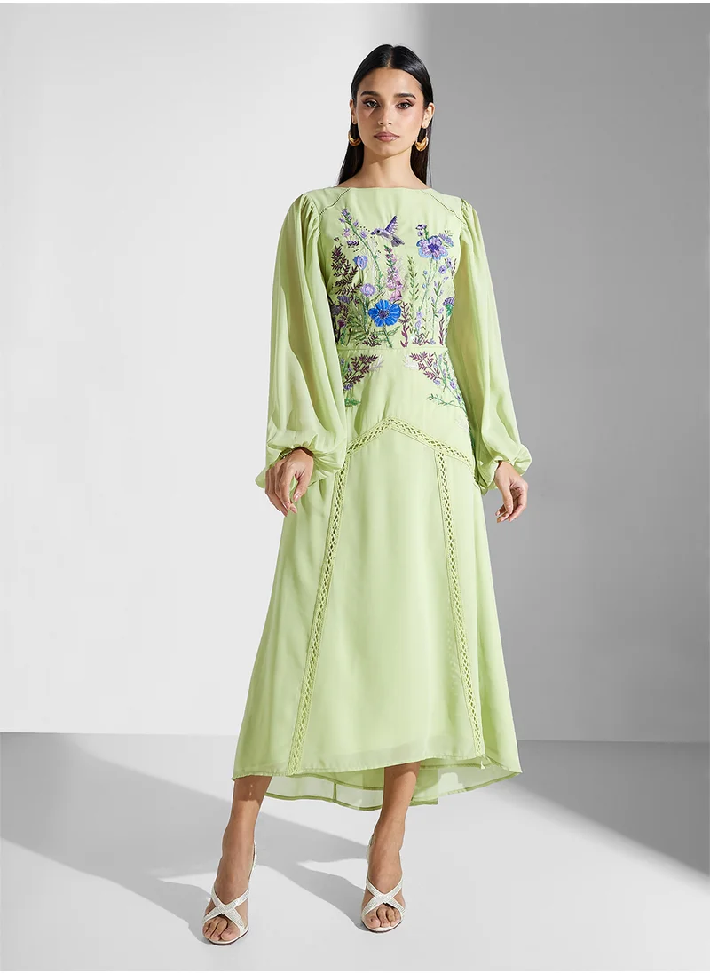 هوب اند ايفي Embellished Blouson Sleeve Maxi Dress