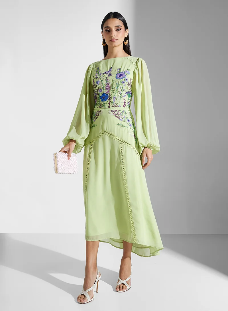 هوب اند ايفي Embellished Blouson Sleeve Maxi Dress