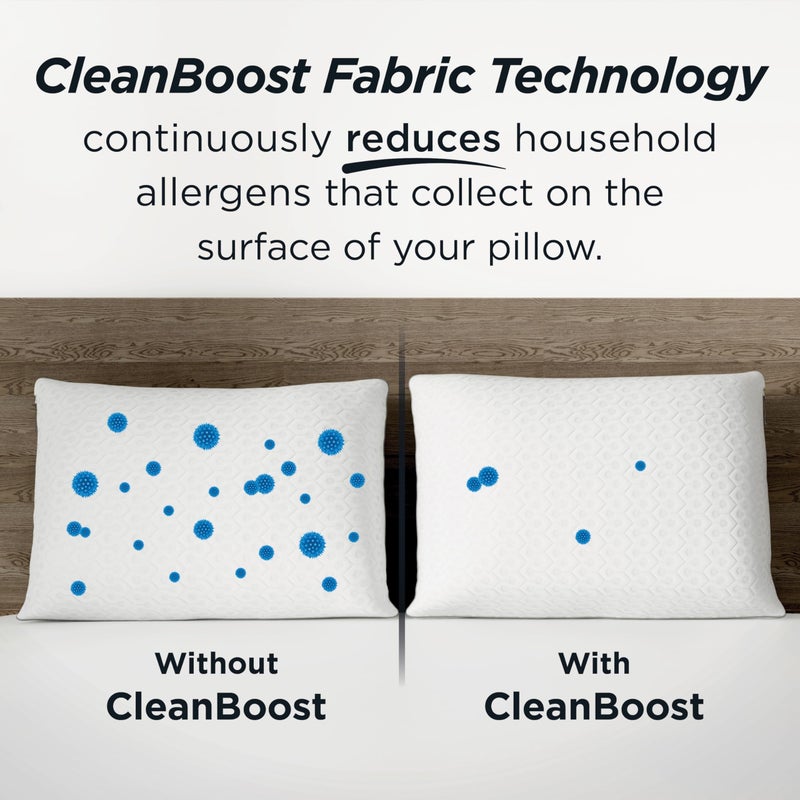 Aller-Ease â€¯AllerEase Platinum 2-in-1 Adjustable Pillow, CleanBoost Allergen Barrier, Extra Fill, Standard/Queen - 2 Pack - Image 4