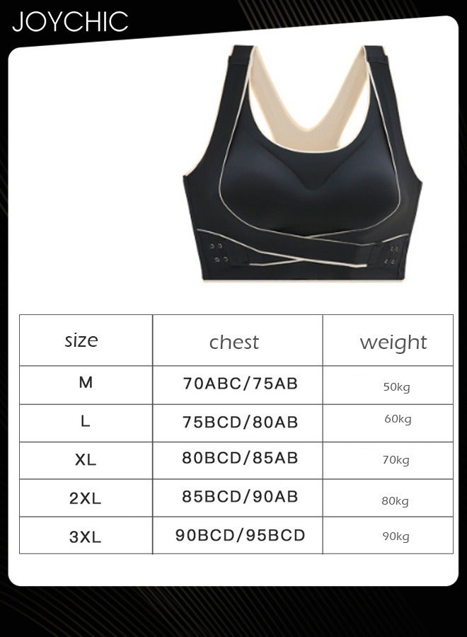 Joychic حمالة صدر رياضية سلسة للنساء بتصميم سترة مضادة للصدمات بدون أسلاك، حمالة صدر قابلة للتنفس ومريحة للجري واللياقة البدنية واليوغا باللون الأسود - Image 4