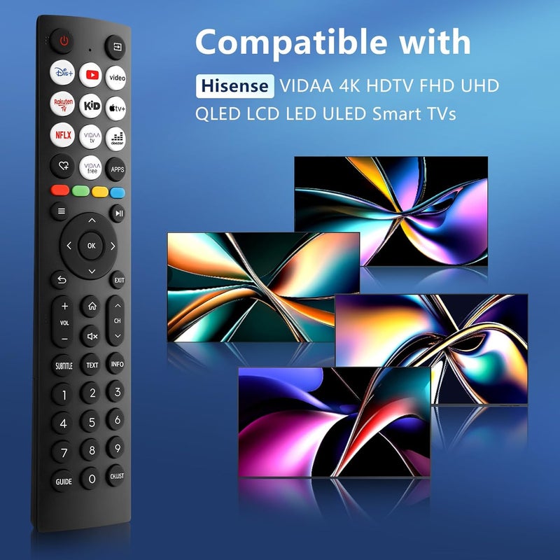 EWO'S Universal TV Remote Control for Hisense VIDAA 4K UHD QLED LED Smart TV - Replacement for Hisense TV 32A4K 43A4K 55A6N 65A7N 75U6N - Image 3