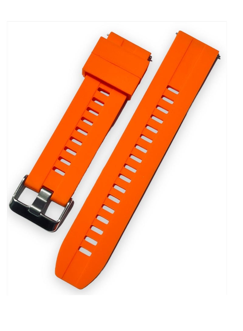 Soft Silicone Wriest Rubber Band Watch Strap Compatible with 22 mm Strap for Compatible with Xiaomi Redmi Watch 5 Active/Redmi Watch 5 Lite, 22mm For - Smart Watch - - (Only Strap) ORANGE - Image 1