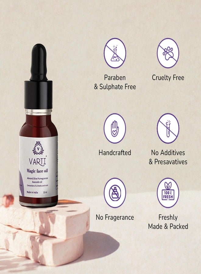 Varti Organic Magic Face Oil 10 ml | Kumkumadi Tailam - Ayurvedic Anti-Aging & Brightening Face Oil with Almond, Olive, Pomegranate & Avocado Oils - Natural, Chemical-Free Skin Revitaliser - Image 2