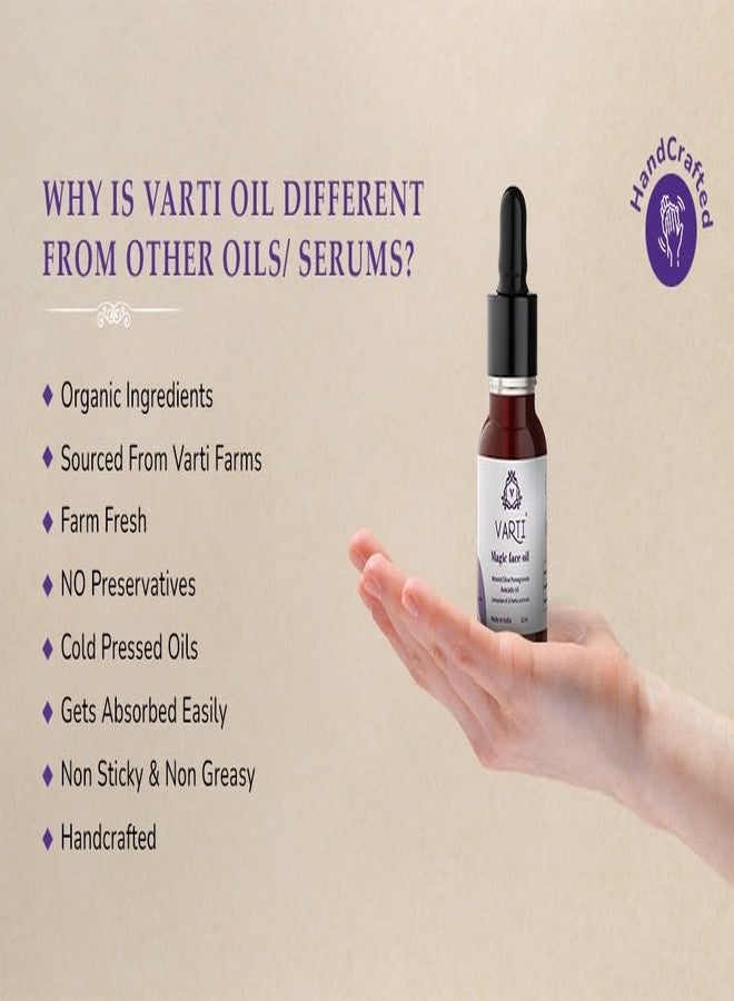 Varti Organic Magic Face Oil 10 ml | Kumkumadi Tailam - Ayurvedic Anti-Aging & Brightening Face Oil with Almond, Olive, Pomegranate & Avocado Oils - Natural, Chemical-Free Skin Revitaliser - Image 4