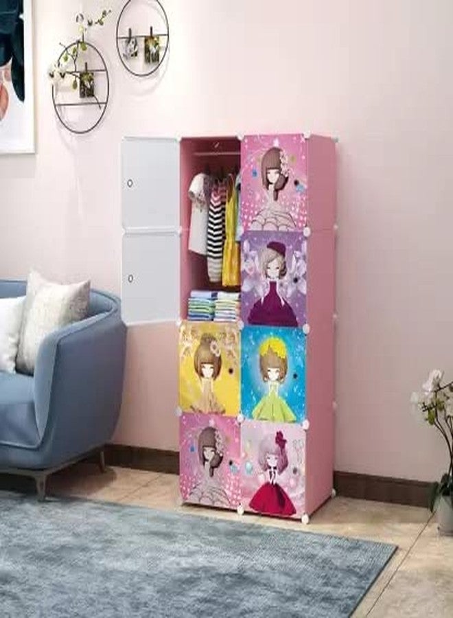 KEEKOS Kids Plastic Collapsible Wardrobe Organizer for Storage | Cute Cartoon Design | Heavy Duty Cloth Organizer for Storage | Easy to Assemble | Perfect for Kids Room & Home (Pink) - Image 1