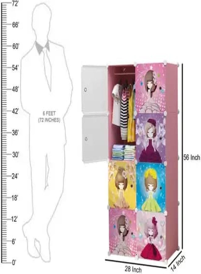 KEEKOS Kids Plastic Collapsible Wardrobe Organizer for Storage | Cute Cartoon Design | Heavy Duty Cloth Organizer for Storage | Easy to Assemble | Perfect for Kids Room & Home (Pink) - Image 2