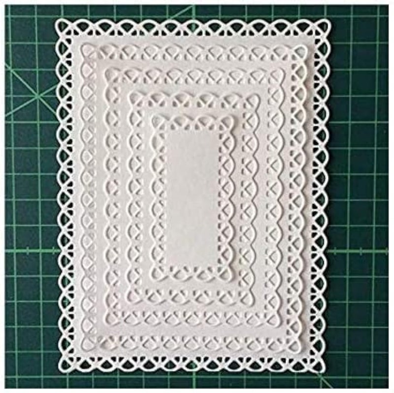 CPEI Nested Stitched Scallop Rectangle Frame Cutting Dies, Metal Stencils for DIY Craft Paper Card Making Scrapbooking Embossing 10.7X13.9 cm - Image 1