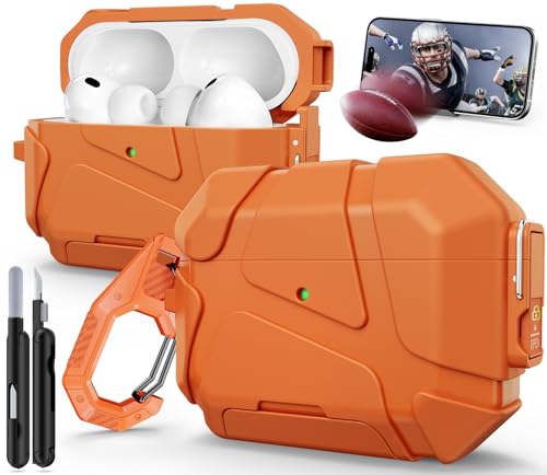 TNSNK for AirPods Pro 3rd Case (2025 New),Secure Lock & Phone Stand Design Compatible with Airpods Pro 3 Generation Cover with Cleaner Kit-Orange - Image 1