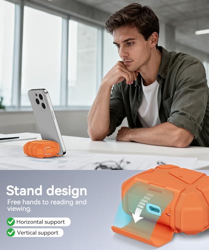 TNSNK for AirPods Pro 3rd Case (2025 New),Secure Lock & Phone Stand Design Compatible with Airpods Pro 3 Generation Cover with Cleaner Kit-Orange - Image 4