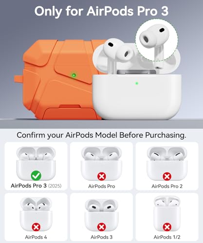 TNSNK for AirPods Pro 3rd Case (2025 New),Secure Lock & Phone Stand Design Compatible with Airpods Pro 3 Generation Cover with Cleaner Kit-Orange - Image 2