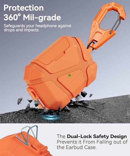 TNSNK for AirPods Pro 3rd Case (2025 New),Secure Lock & Phone Stand Design Compatible with Airpods Pro 3 Generation Cover with Cleaner Kit-Orange - Image 5