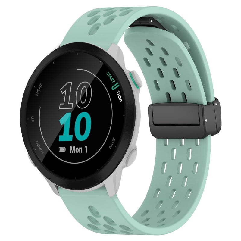 S-TOP For Garmin Forerunner 55 20mm Folding Magnetic Clasp Silicone Watch Band(Teal) - Image 1