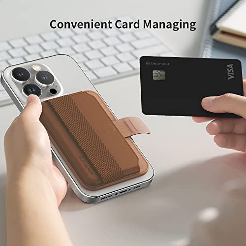 Sinjimoru Pull Eject Magnetic Wallet for iPhone Finger Grip for MagSafe Card Holder Compatible with MagSafe Wallet MPull Tab Band Marine Blue - Image 3
