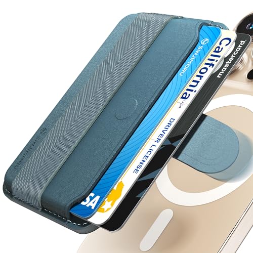 Sinjimoru Pull Eject Magnetic Wallet for iPhone Finger Grip for MagSafe Card Holder Compatible with MagSafe Wallet MPull Tab Band Marine Blue - Image 1