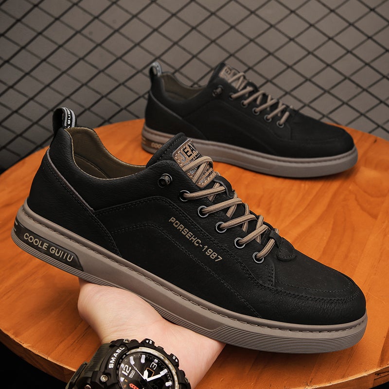 Men'S Shoes Autumn Black Labor Protection Work Board Shoes Men'S Kitchen Work Casual Leather Shoes - Image 1