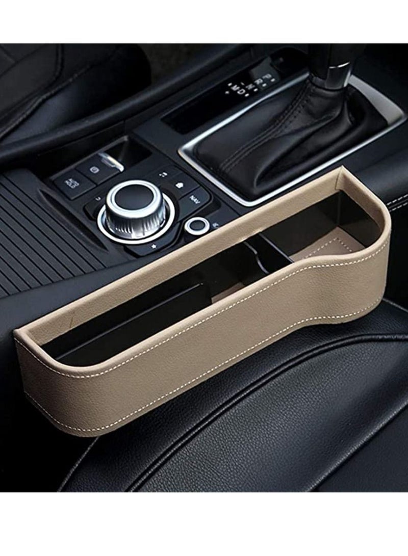Car Seat Organizer, Car Seat Gap Filler Car Seat Gap Organizer Storage Box Cup Holder Multifunctional Gap Filler Premium PU Leather Car Console Right Side Pocket Beige