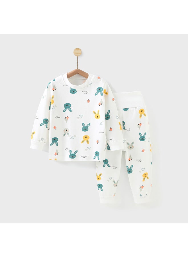 Baby Autumn Clothes Long Pants Suit Cotton Children's Underwear High Waist Belly Protection Autumn And Winter Thick Boys' And Girls' Pajamas Warm