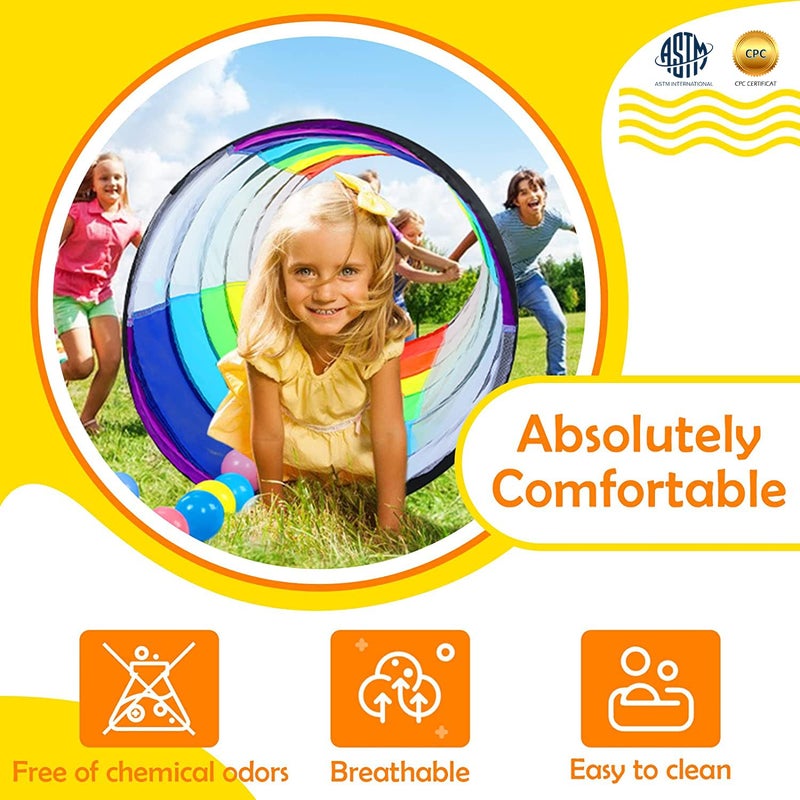 Moncoland Kids Play Tunnel Tent for Toddlers, Colorful Pop Up Crawl Tunnel Toy for Baby or Pet with Breathable Mesh, Collapsible Gift for Boy and Girl Play Tunnel Indoor and Outdoor Game - Image 3
