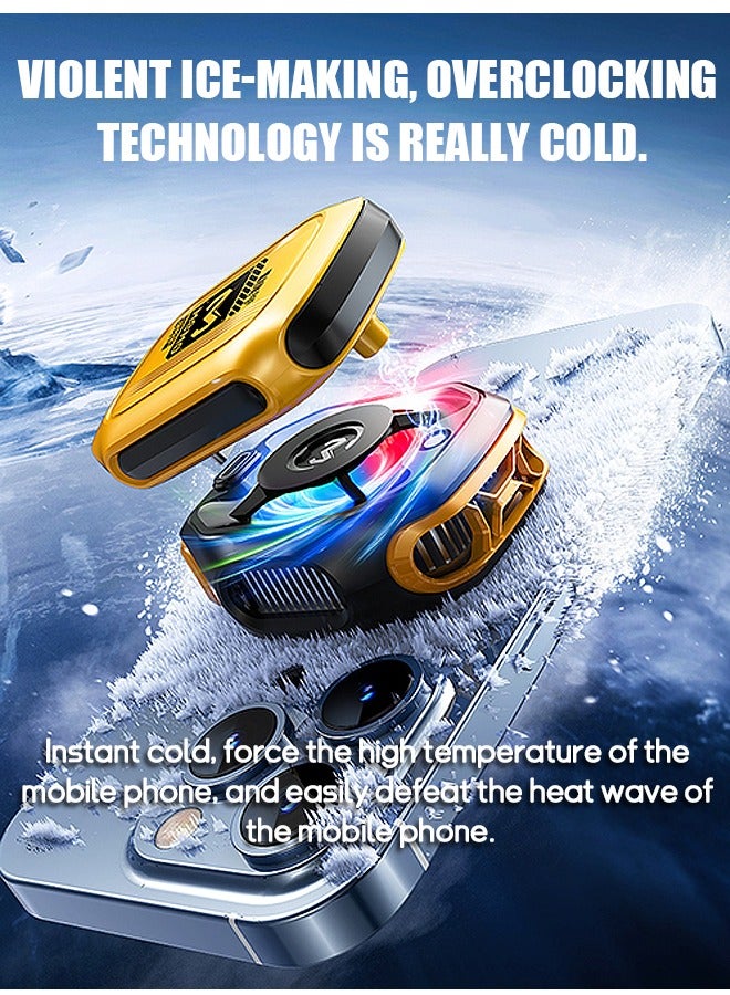 Wireless Magnetic Phone Cooler with External Battery, Battery Display Portable Phone Cooling Fan, Universal Phone Fan Cellphone Radiator (Yellow) - Image 5