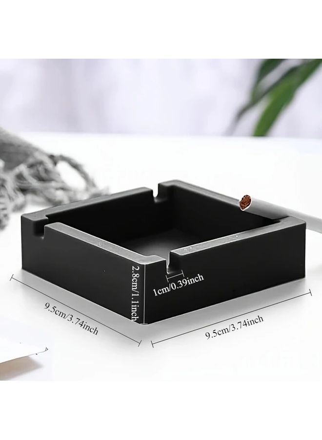 2 Pcs Black Square Silicone Ashtray 4 Slot Outdoor Reusable Large Ring Gauge Cigarette Ash Collector High Temperature Resistant Non Slip Durable For Yard Home Decoration - Image 3