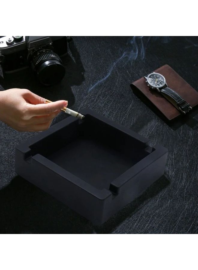 2 Pcs Black Square Silicone Ashtray 4 Slot Outdoor Reusable Large Ring Gauge Cigarette Ash Collector High Temperature Resistant Non Slip Durable For Yard Home Decoration - Image 4