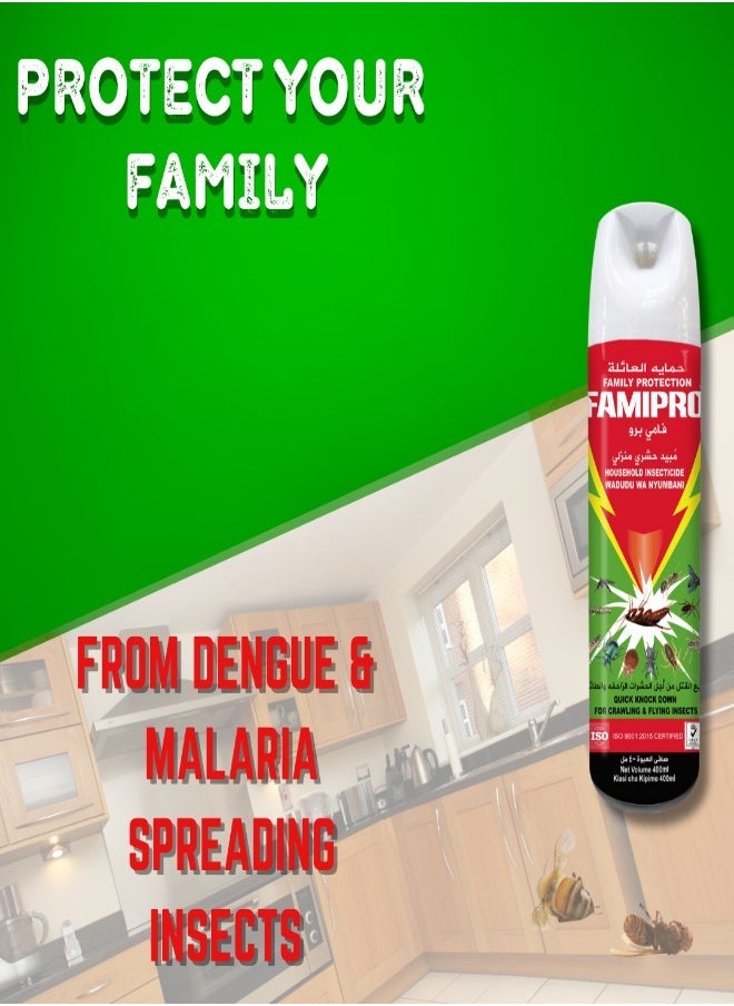 FAMIPRO  - Insect Killer Green 3x400ml - Effective Indoor and Outdoor Pest Control - Image 1