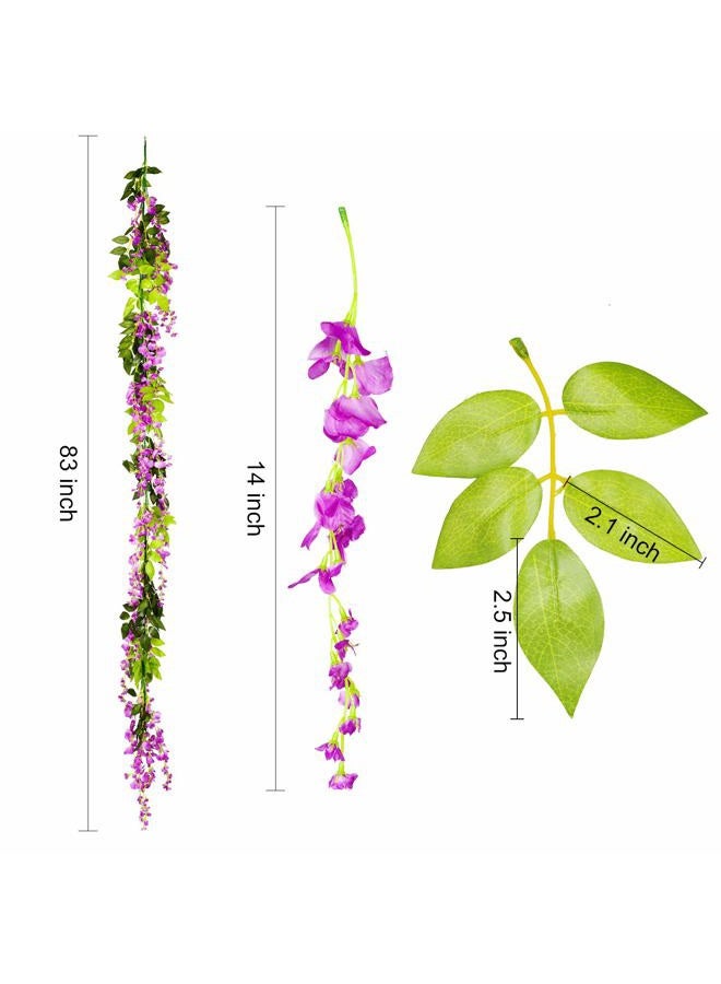 Lvydec Wisteria Artificial Flowers Garland, 4 Pcs Total 28.8ft Artificial Wisteria Vine Silk Hanging Flower for Home Garden Outdoor Ceremony Wedding Arch Floral Decor (Purplish Red) - Image 4