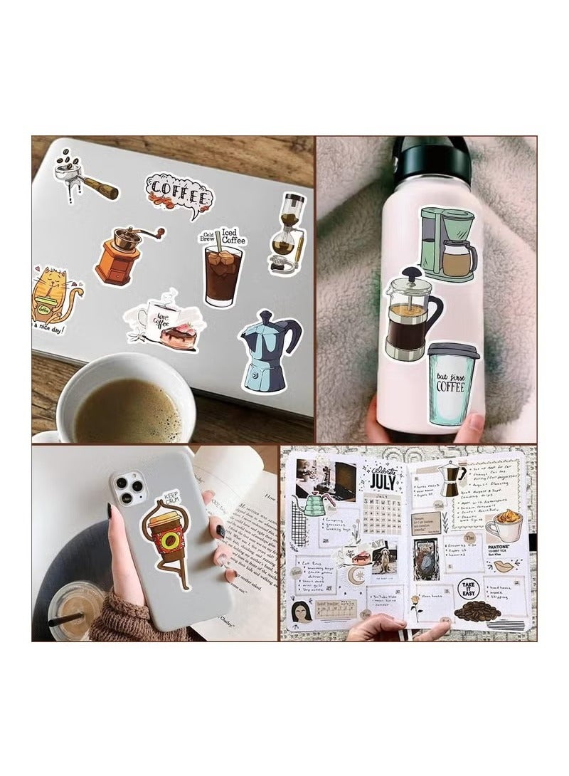 50 ملصقات القهوة ، الفينيل زجاجة القهوة ملصقات ، ه...