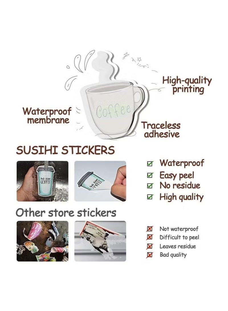 50 ملصقات القهوة ، الفينيل زجاجة القهوة ملصقات ، ه...