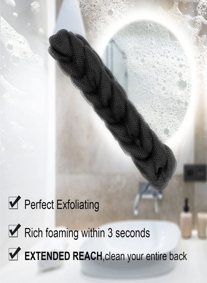 PPHAO BASIC PPHAO - 2 Pack Charcoal Back Scrubber for Shower - Long Loofah Sponge for Women - Bath Sponge - Loofah Back Scrubber for Shower Exfoliating for Men and Women- 21.5 INCH - Black Loofah - Image 4