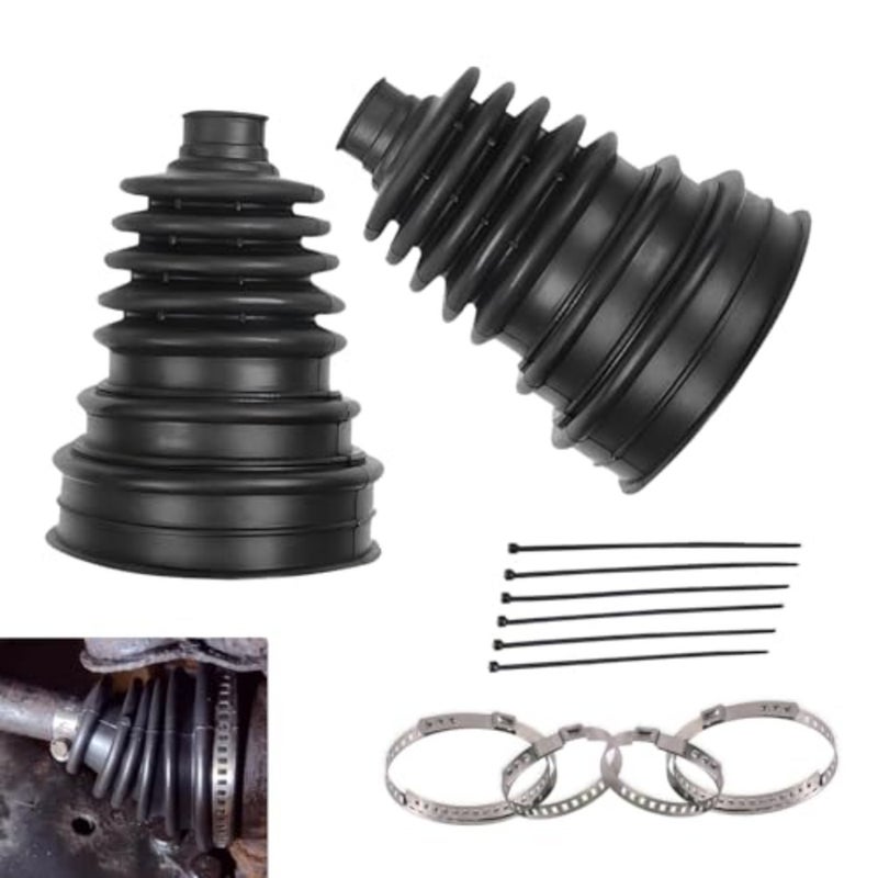 2 PCS CV Boot Kit, Silicone CV Axle Boot Repair Kit with 4 Stainless Steel Clamps and 6 Cable Ties, Waterproof and Dustproof Split CV Boots, Universal for Most Cars, Trucks Black - Image 1