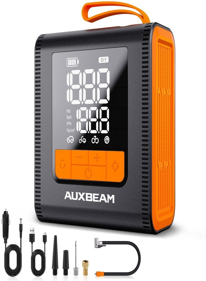 أوكسبيم منفاخ إطارات AUXBEAM H4، ضاغط هواء محمول، مضخة إطارات سيارة 150 رطل لكل بوصة مربعة، 12 فولت، 4 أوضاع نفخ، مضخة هواء ذكية لاسلكية مع شاشة LCD للسيارة والدراجة النارية والدراجة والكرة - Image 1