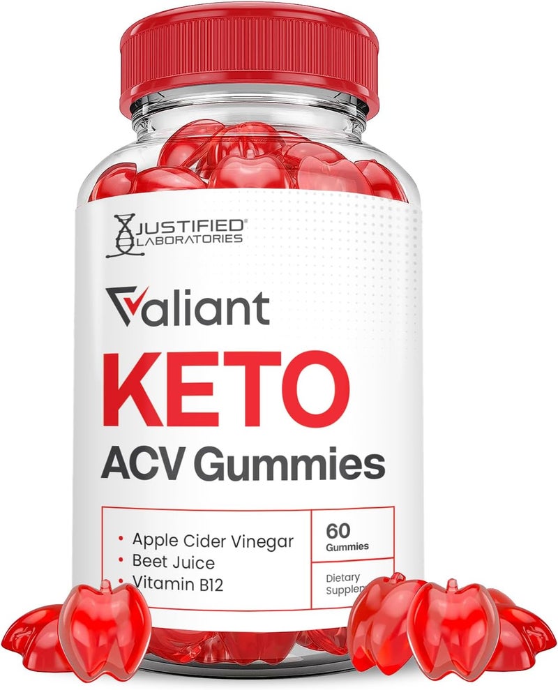 Justified Laboratories Valiant Keto ACV Gummies Advanced Formula 1000MG Valant Keto Gummies Apple Cider Vinegar Formulated with Pomegranate Beet Juice Powder B12 Vegan Non GMO 60 Gummys - Image 1